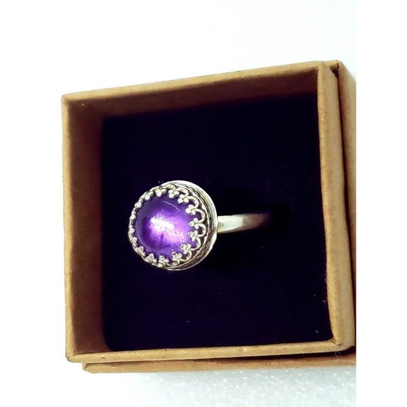 Sterling silver amethyst crystal ring gothic metalwork handmade jewelry - Picture 11 of 12